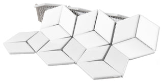 Metro Rhombus Mosaic Floor and Wall Tile, Glossy White