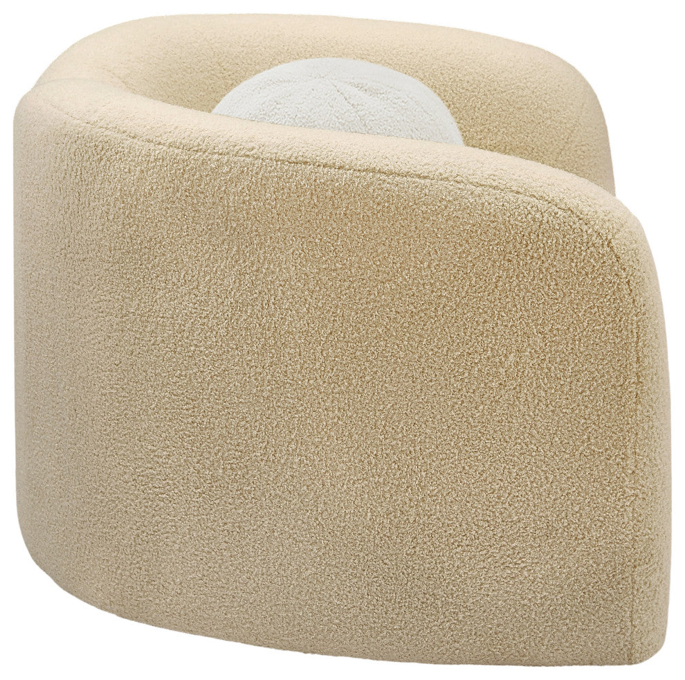 Kali Faux Shearling Teddy Fabric Upholseterd Chair, Beige
