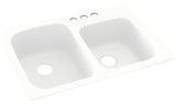 Swan 33x22x9 Solid Surface Kitchen Sink, 3-Hole, White