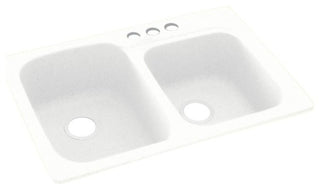 Swan 33x22x9 Solid Surface Kitchen Sink, 3-Hole, White
