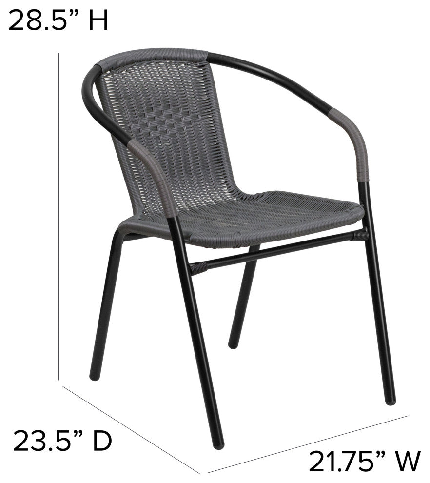 2 Pack Rattan Indoor-Outdoor Stack Chair, Gray