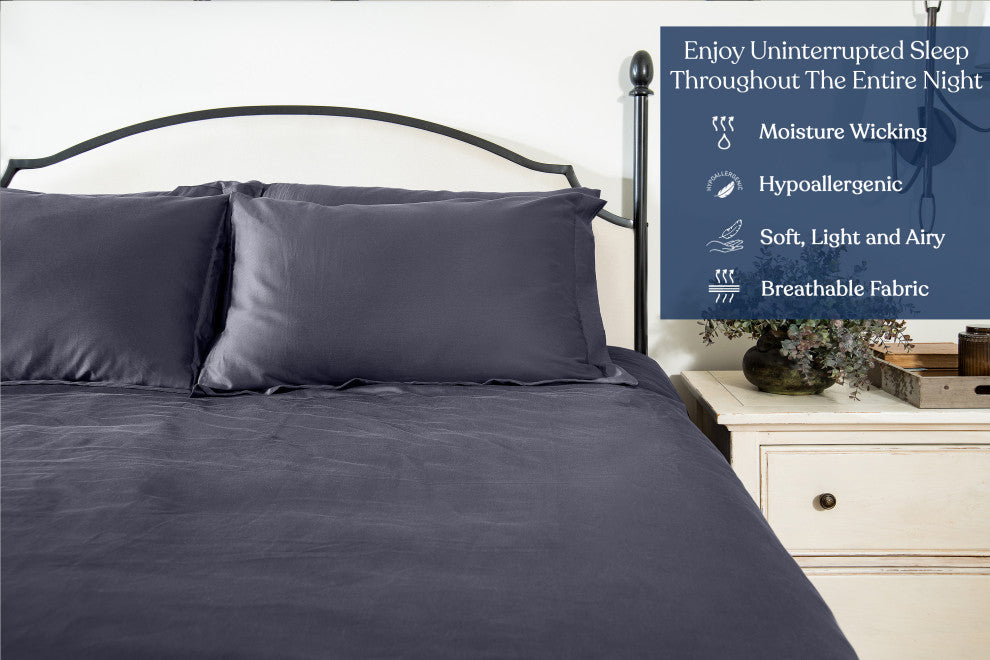 Delara GOTS 100% Organic Cotton Pillowcase Set of 2 400TC, Dark Gray, Queen, 21"x32"