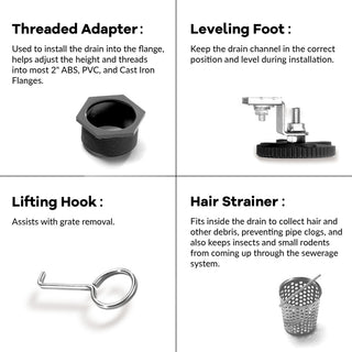 Linear Floor Drain with Removable Decorative Cover UPC certified, Brushed, 36"