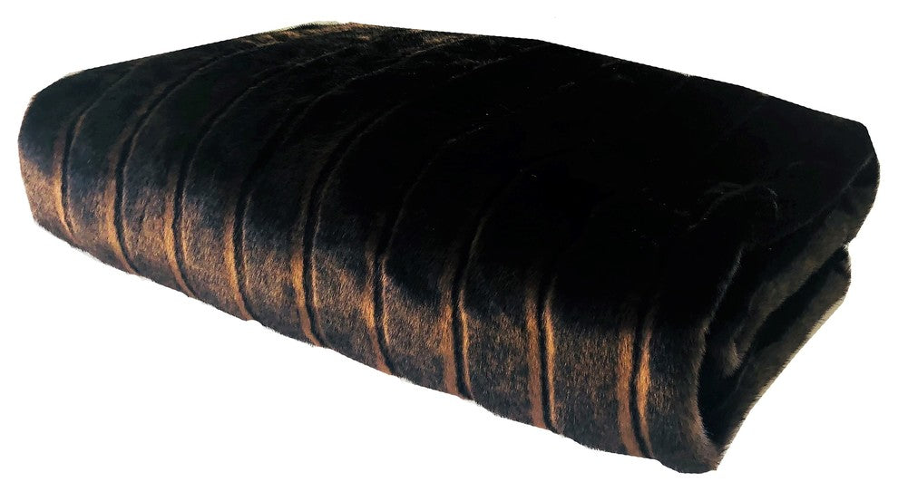 Plutus Fancy Brown Faux Mink Handmade Throw Blanket, 48 X 60, Single Sided
