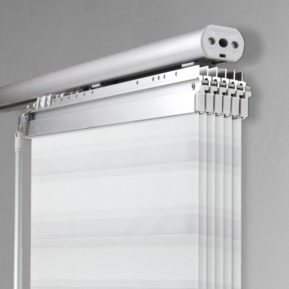 Blanched White 6-Panel Track Extendable Vertical Blinds 98-130"W