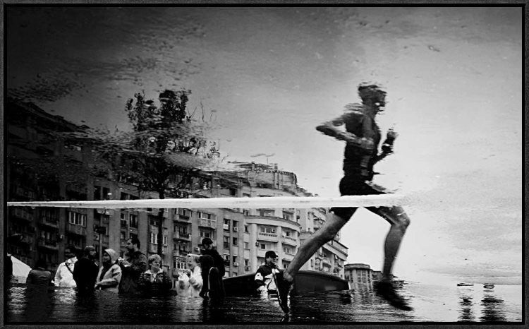 "Finish Line" Framed Canvas Giclee by Mirela Momanu, 31x19"