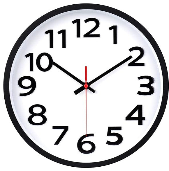 Wall Clock 12" Silent Non-Ticking Big Numbers Easy to Read Wall Clocks