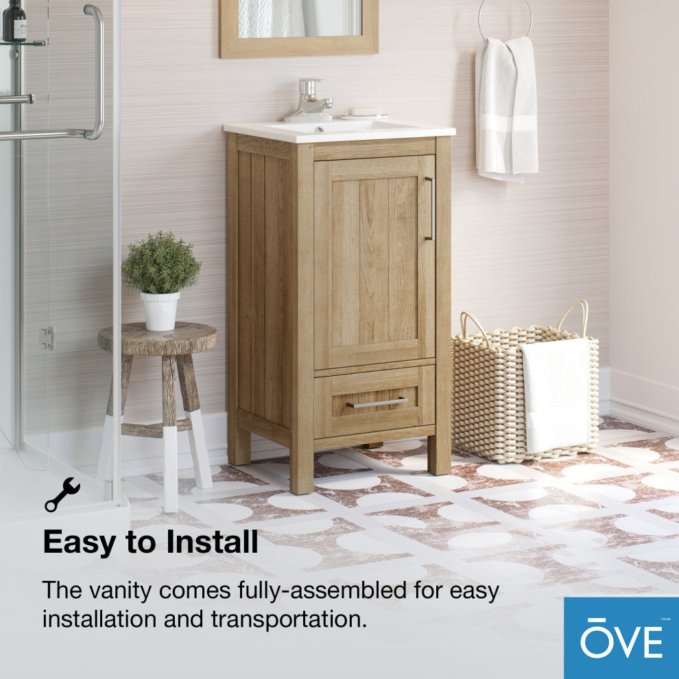 Ove Decors Kansas 18" Single Sink Vanity With Countertop, White, 18 in.
