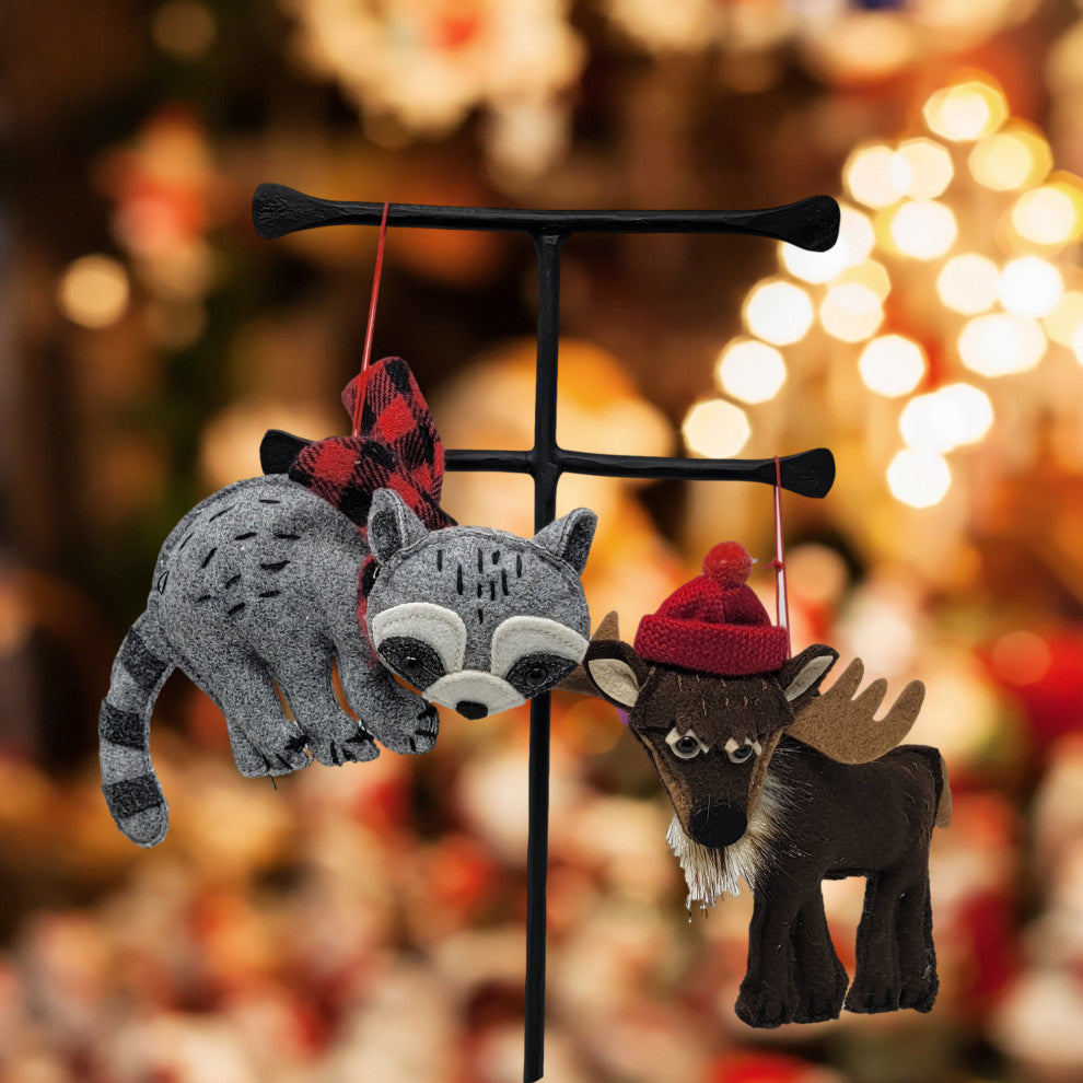 Cute Hand Crafted Plush Felt Ornament Woodland Animal 7 in Large, Raccoon