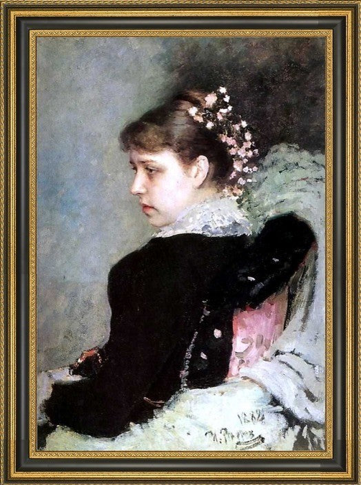 Ilia Efimovich Repin Portrait of Tatiana Rechinskay Framed Canvas Print, 18"x27"
