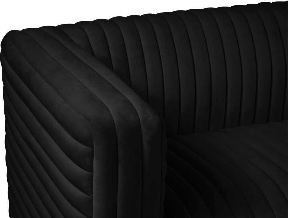 Ravish Velvet Upholstered Chair, Black, Loveseat
