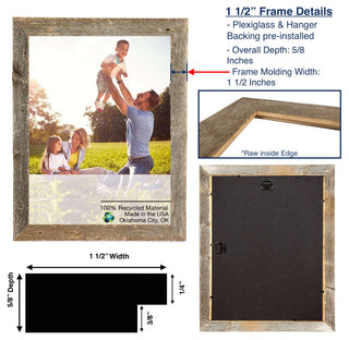 24X36 Natural Weathered Grey Picture Frame With Plexiglass Holder