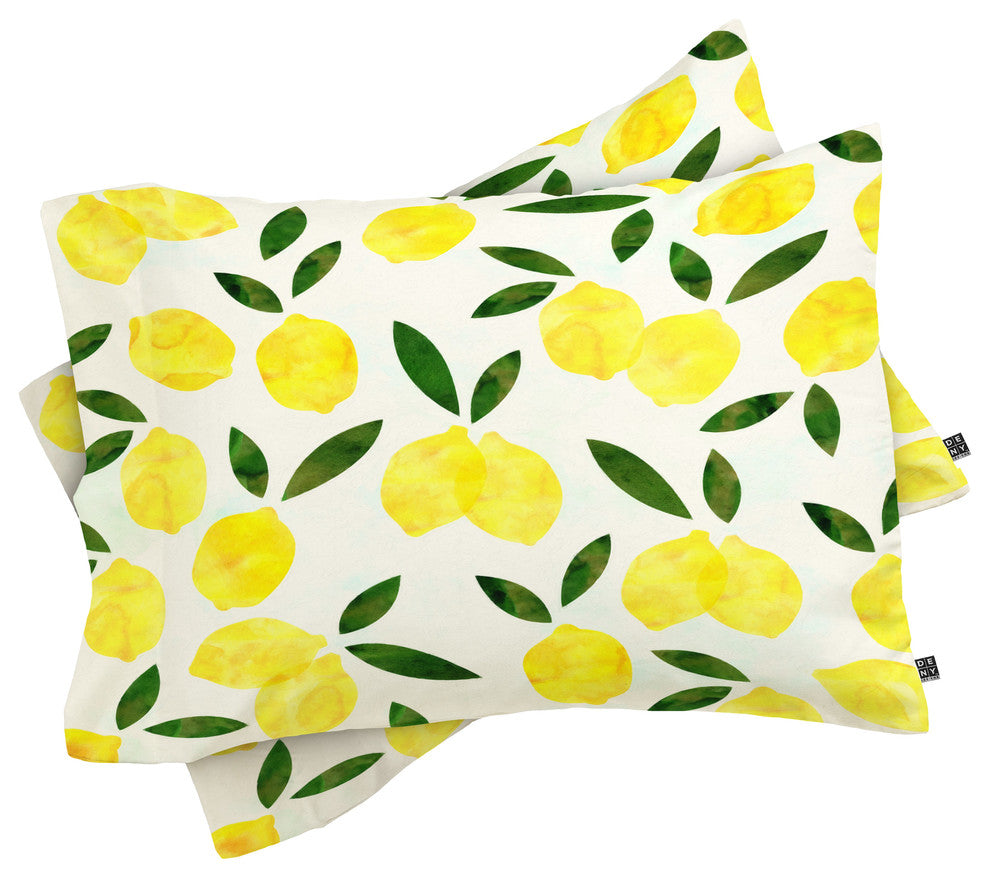 Deny Designs Hello Sayang Lemon Drops Pillow Shams, Queen