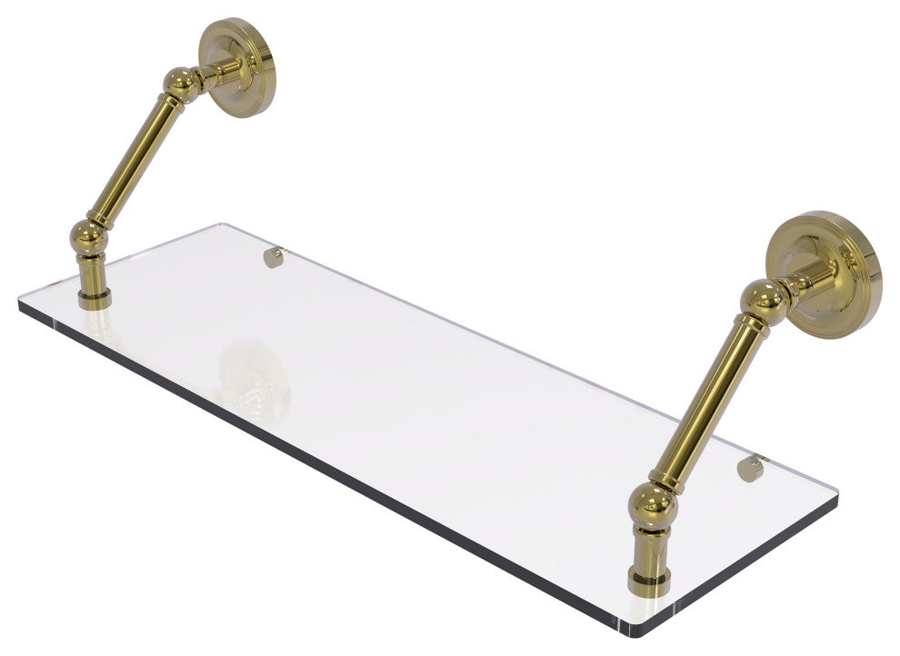 Prestige Regal 24" Floating Glass Shelf, Unlacquered Brass