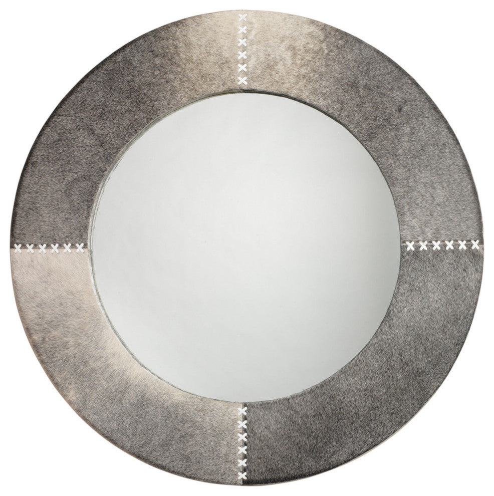 Cross Stitch Mirror, Gray Hide