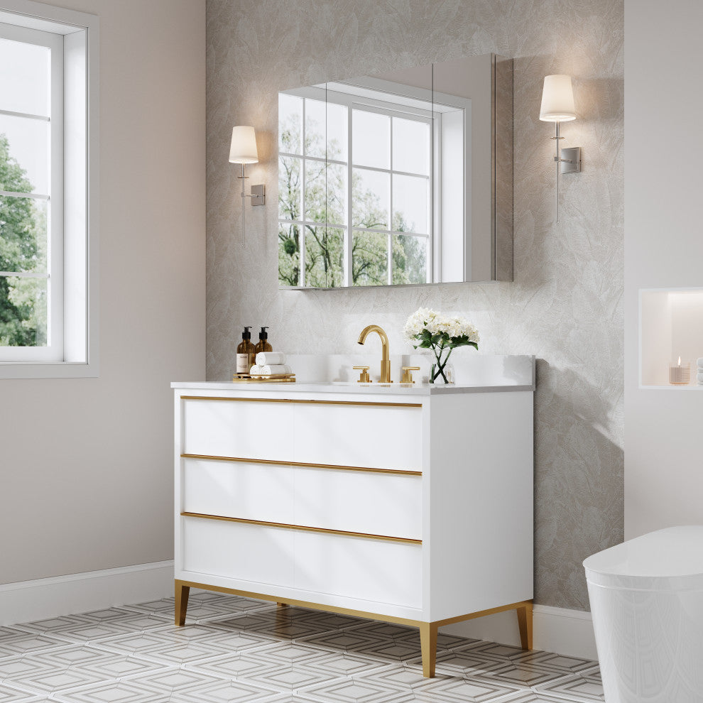 Recessed/Surface Mount Bathroom Medicine Cabinet, Soft-Close Blum Hinges, 40"x30", Triple Swing