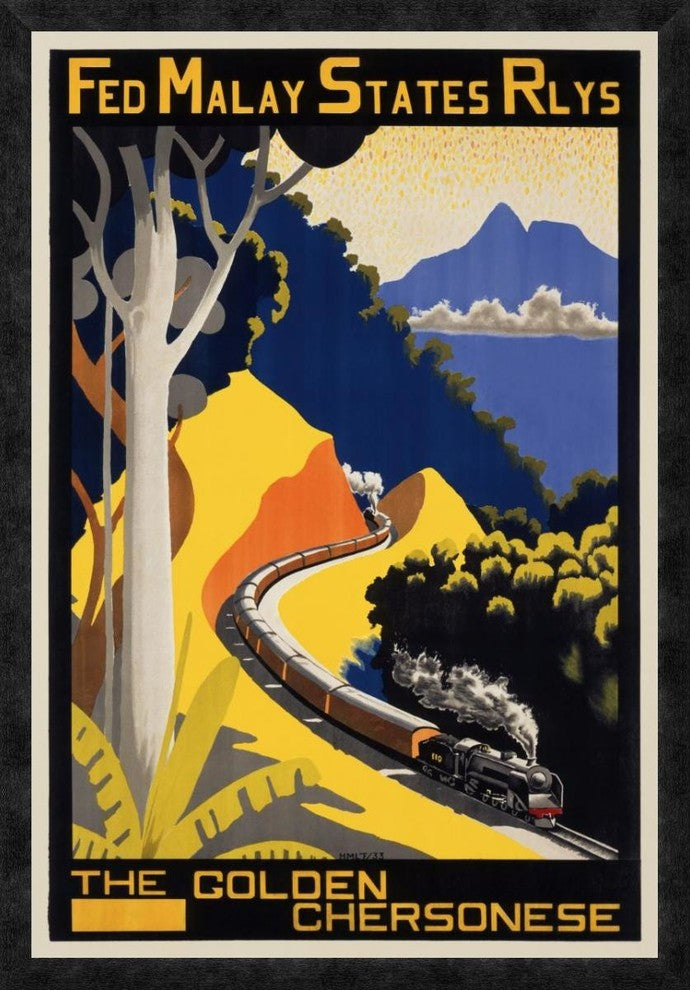 "Fed Malay States Rlys" Framed Canvas Giclee by Unknown, 27x38"