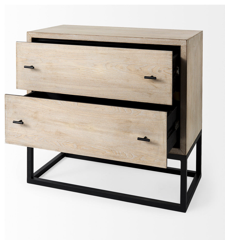 Ciara Beige Fir Veneer With Black Metal Frame Accent Cabinet