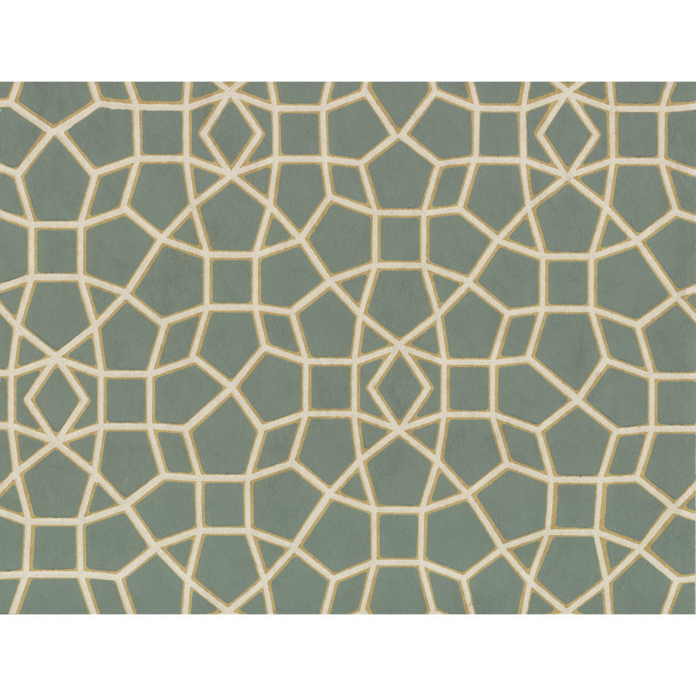 Dark Green and Gold Sculptural Web Wallpaper