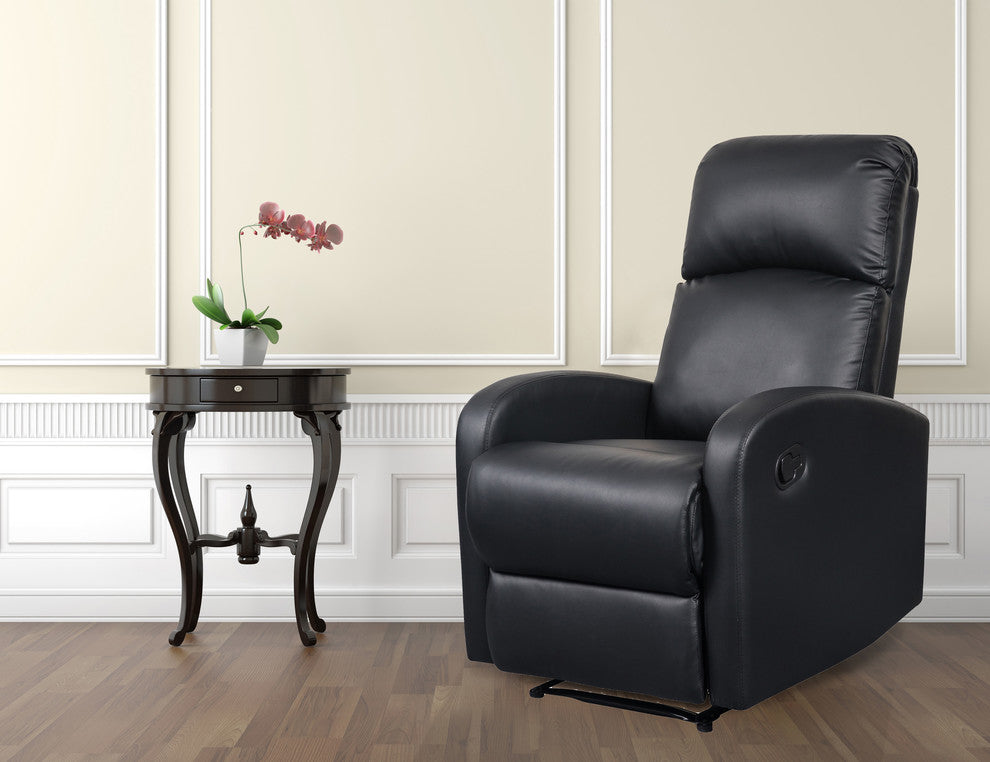 Artiva USA Modern Home Slim Design PU Leather Recliner, Black