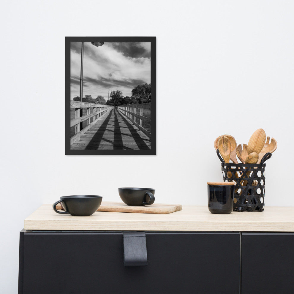 Follow the Lines Rural Landscape Framed Photo Paper Wall Art Prints, Black, 12" X 16"