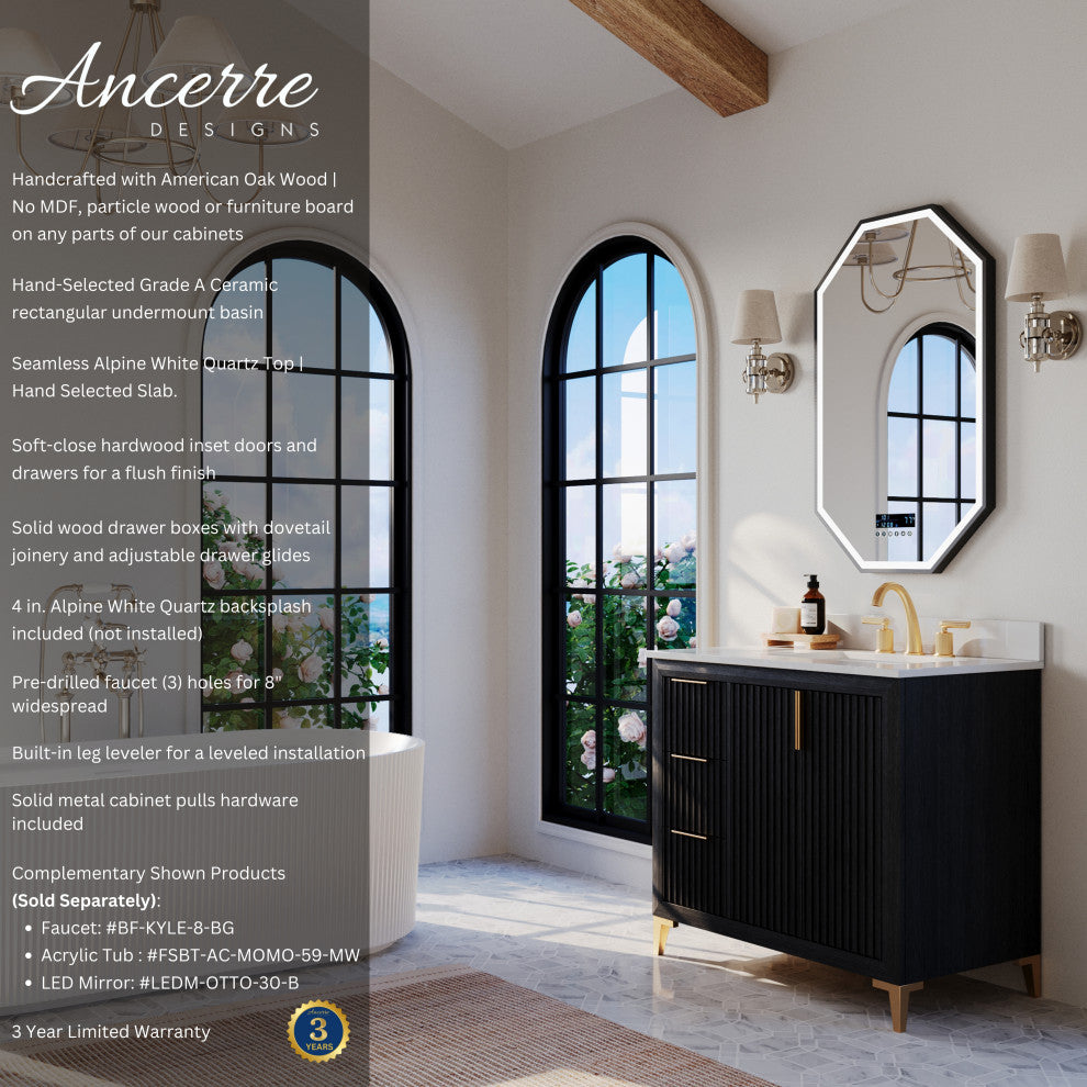 Turlington Bath Vanity Set, Black Oak, 36"