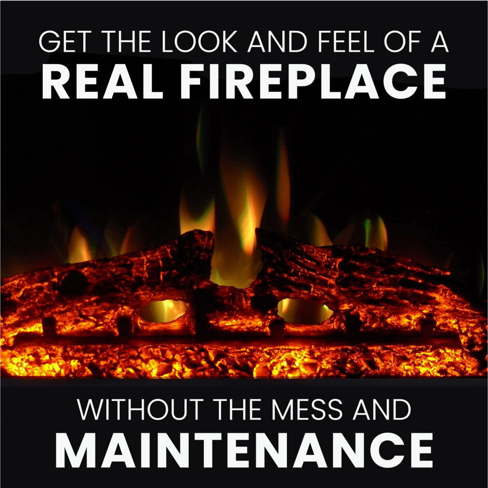 Seville Electric Fireplace Heater With 47" TV Stand, Multicolor Flames, Mahogany