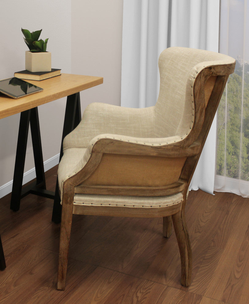Phil Arm Chair With Exposed Wood Frame