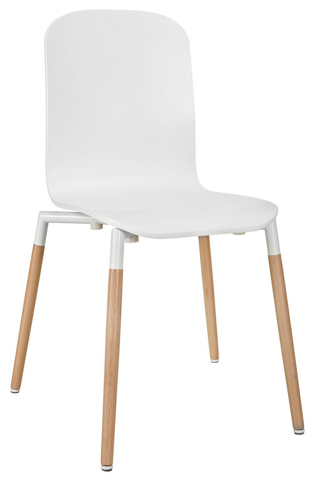 Modern Contemporary Kitchen Wood Dining Chairs and Table Set of 5 White