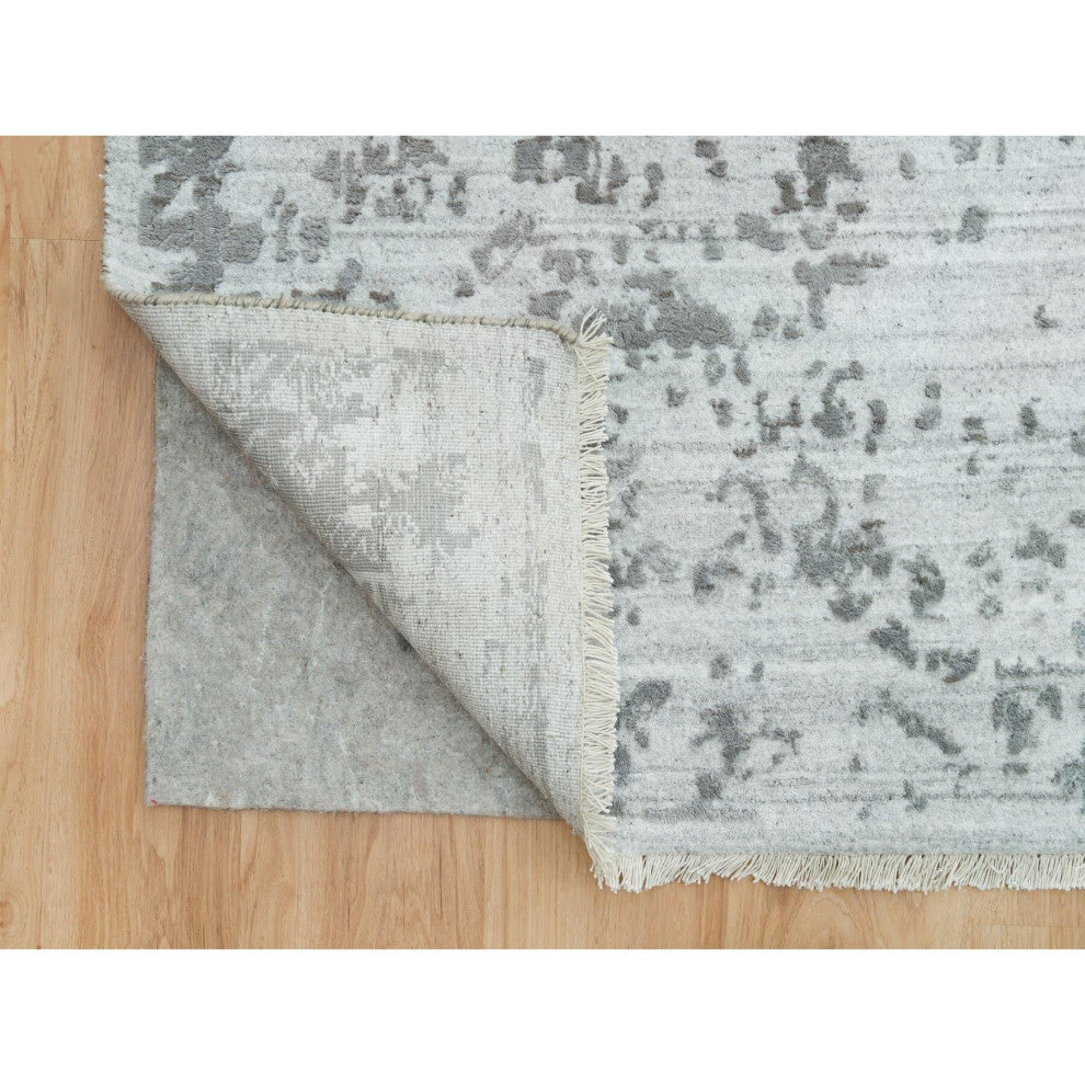 Chrome Zoroastrian Hand Knotted Wool and Silk Oversized Rug, 12'1"x17'10"