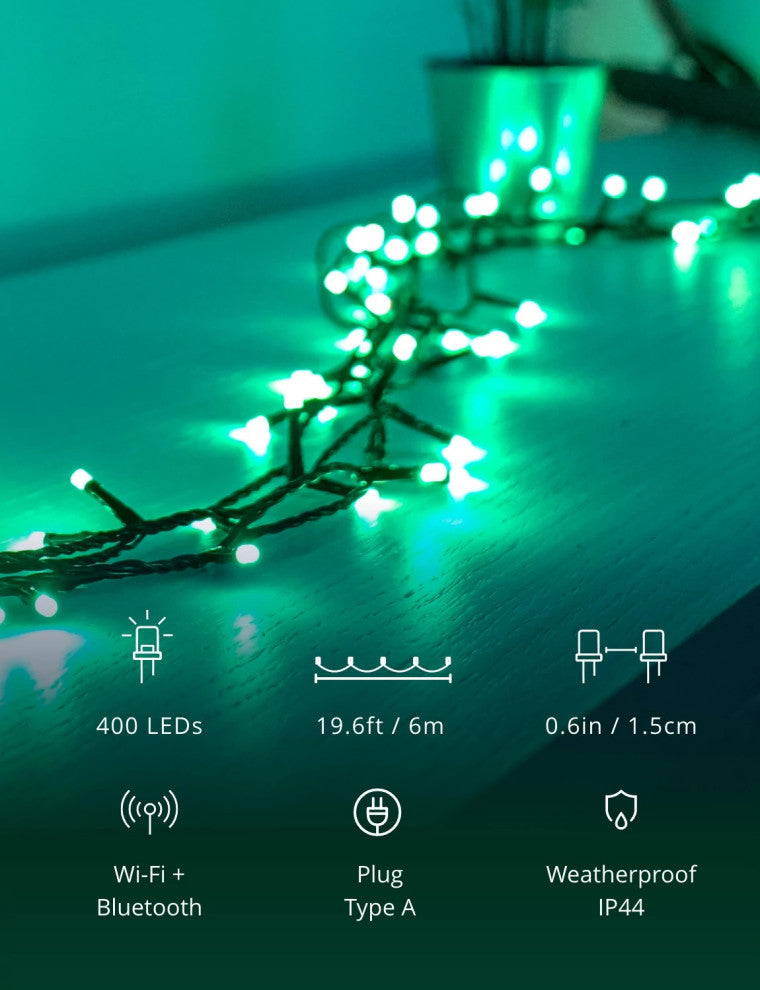 Twinkly TWC400STP-GUS App Controlled Cluster Light with 400 RGB LED Bulbs
