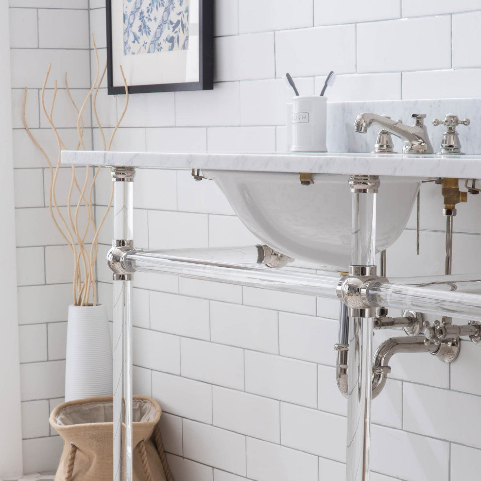 Empire 72" Wide Double Wash Stand, P-Trap, Countertop With Basin, Faucet