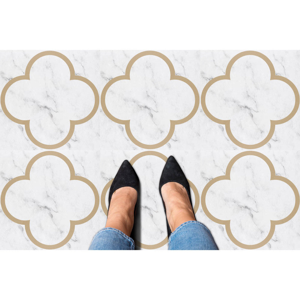 PowerSellerUSA Self-Stick Vinyl Modern Geometric 20-Pcs 1.5mm Thick Tiles 12"