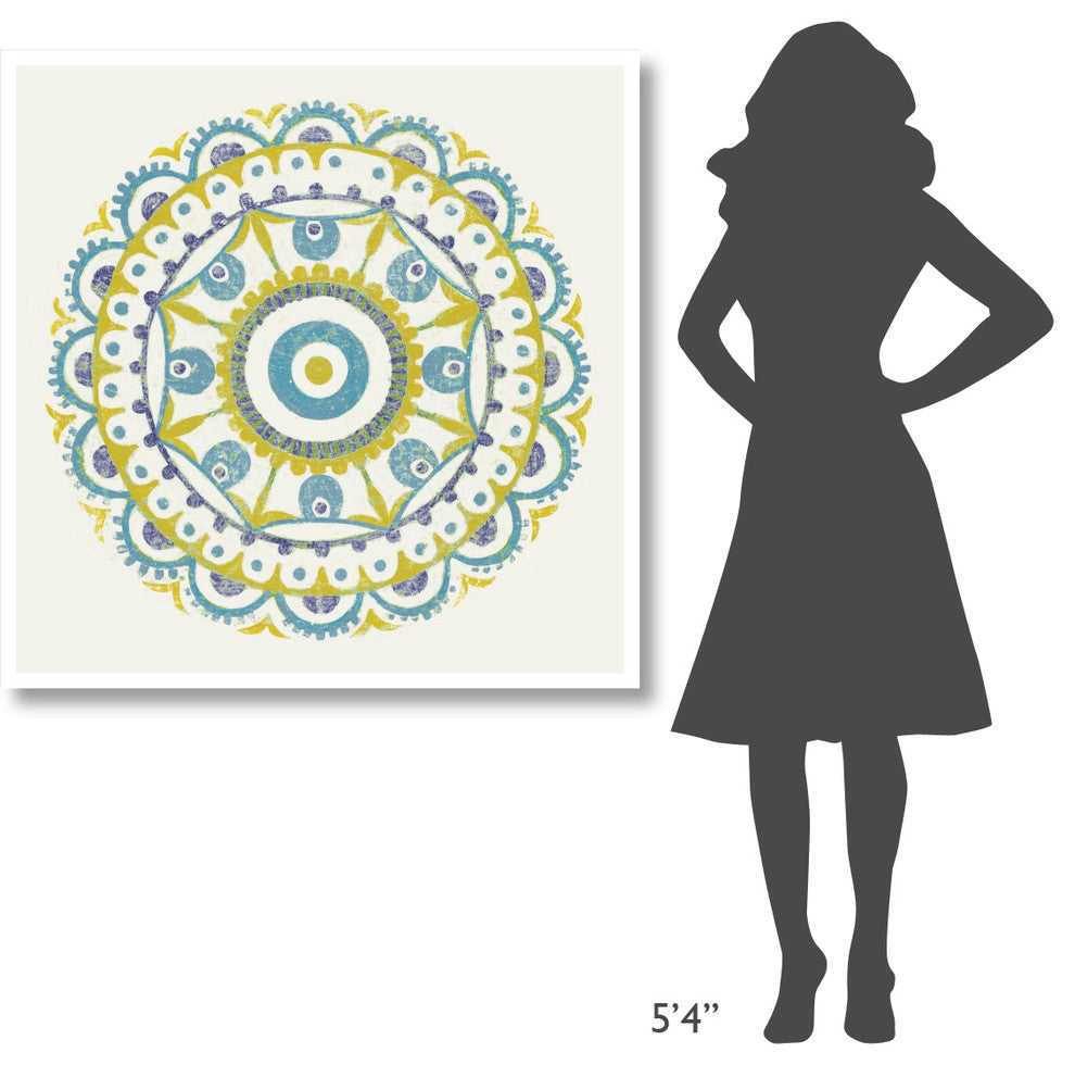"Lakai Circle VI Blue and Yellow" Paper Print by Kathrine Lovell, 42"x42"