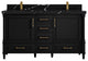 Aberdeen 60 Double Bathroom Vanity In Black 2" Calacatta Black