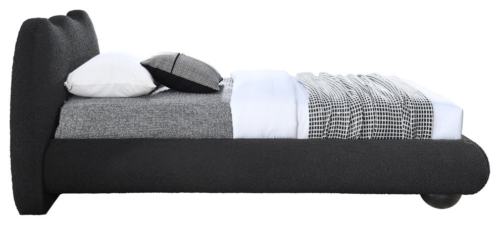 Hyde Boucle Fabric Upholstered Bed, Black, Twin