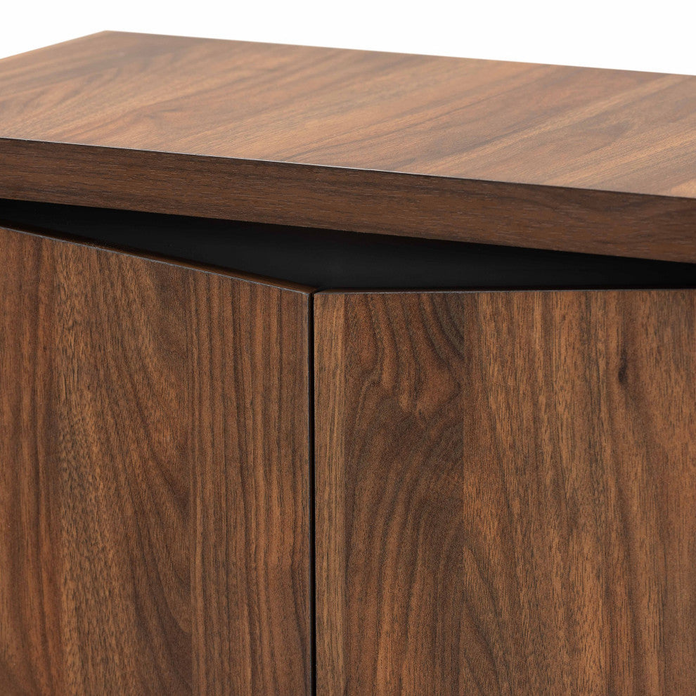 Two-Tone Walnut Brown And Dark Gray Finished Wood 2-Door Shoe Storage Cabinet
