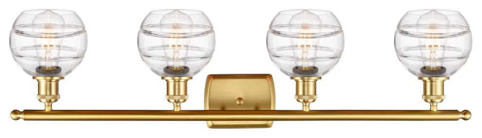 Ballston-Rochester 4-Light 36" Bath Vanity Light, Satin Gold, Clear
