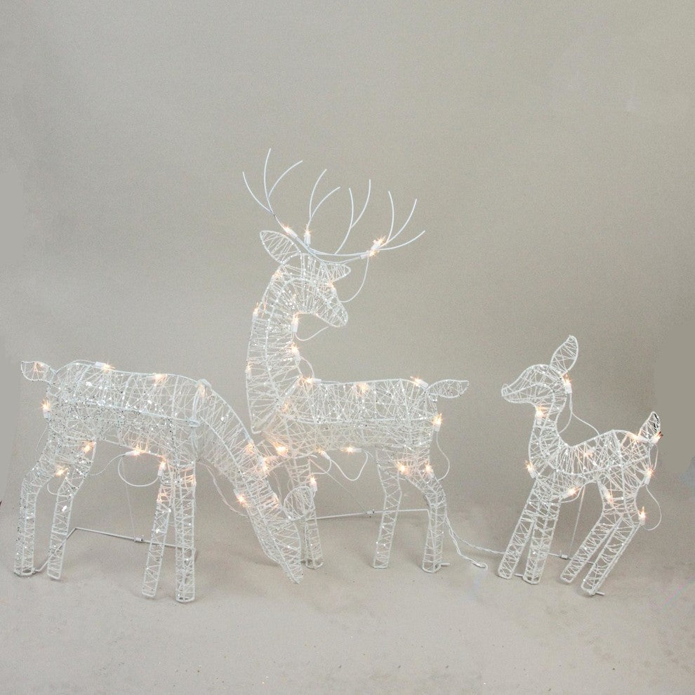 White Fawn and Reindeer Christmas Decoration, 3-Piece Set