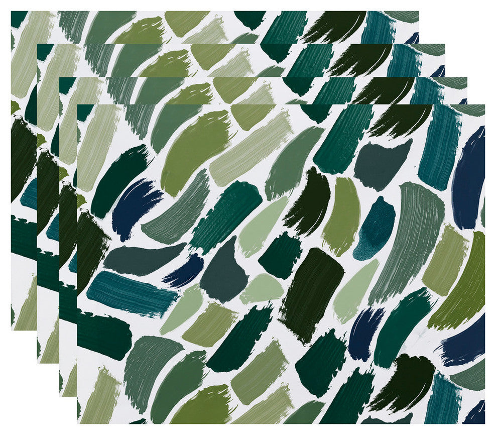 Wenstry, Geometric Print Placemat, Green (Set of 4), 18 x 14"