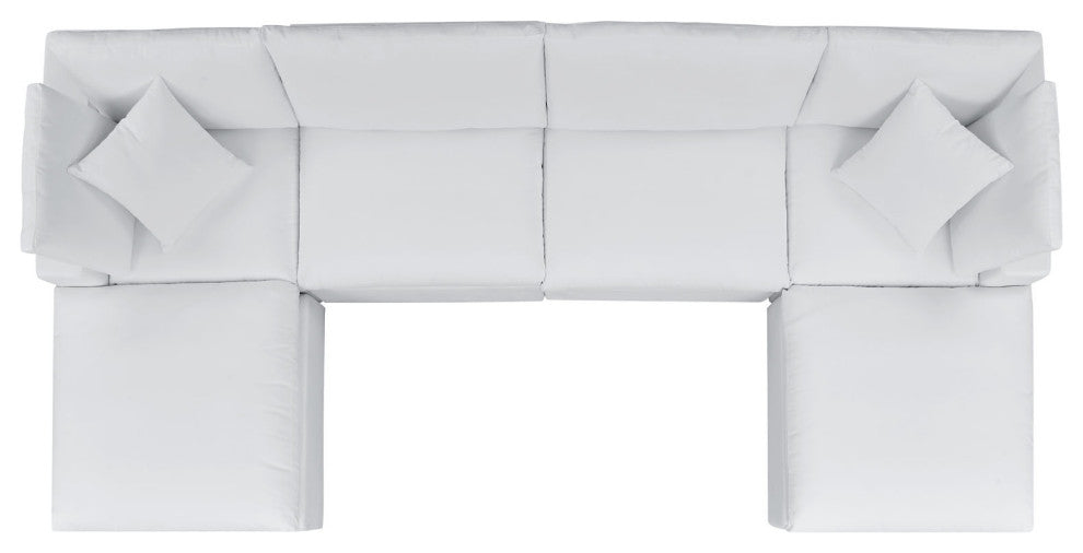 Modular Lounge Sectional Deep Sofa Chair Set, Sunbrella, White, Modern, Outdoor