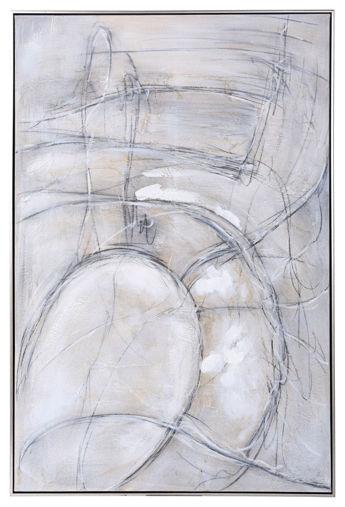 Rudiment II Hand Painted Abstract Framed Canvas 32"Wx47"H2"D