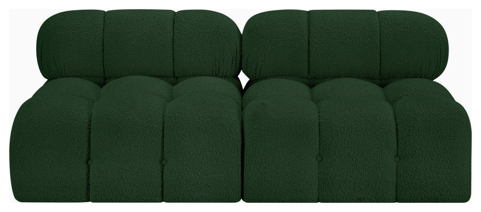 Ames Boucle Fabric Modular Sofa, Green, 2-Piece: 2 Armless Chair