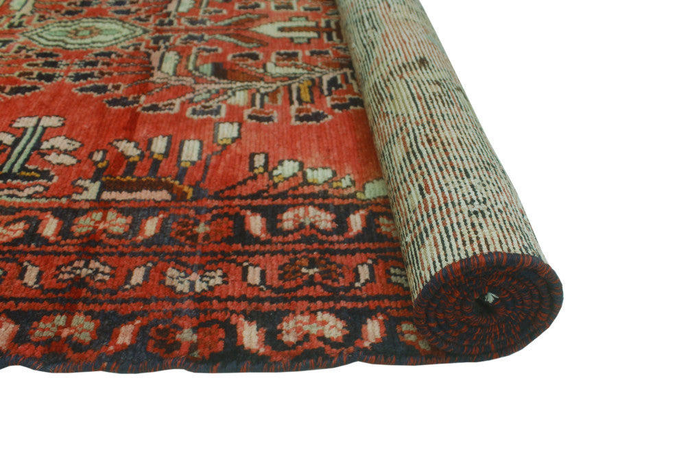 Fine Vintage Distressed Nomble Rust/Charcoal Runner, 3'4x12'9
