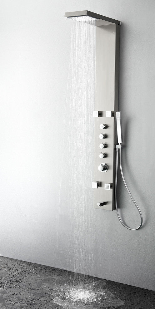 Fresca Verona Stainless Steel, Brushed Silver Thermostatic Shower Massage Panel