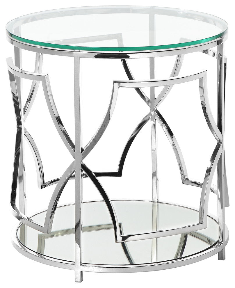 Edward Round Side Table, High Polish Steel