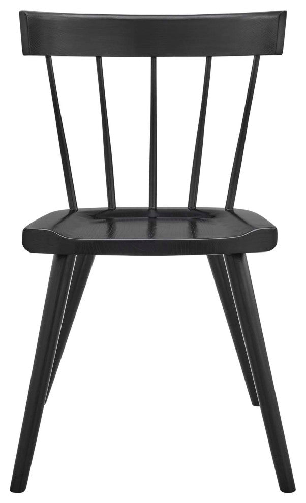 Side Dining Chair, Set of 2, Black, Wood, Modern, Cafe Bistro Hospitality