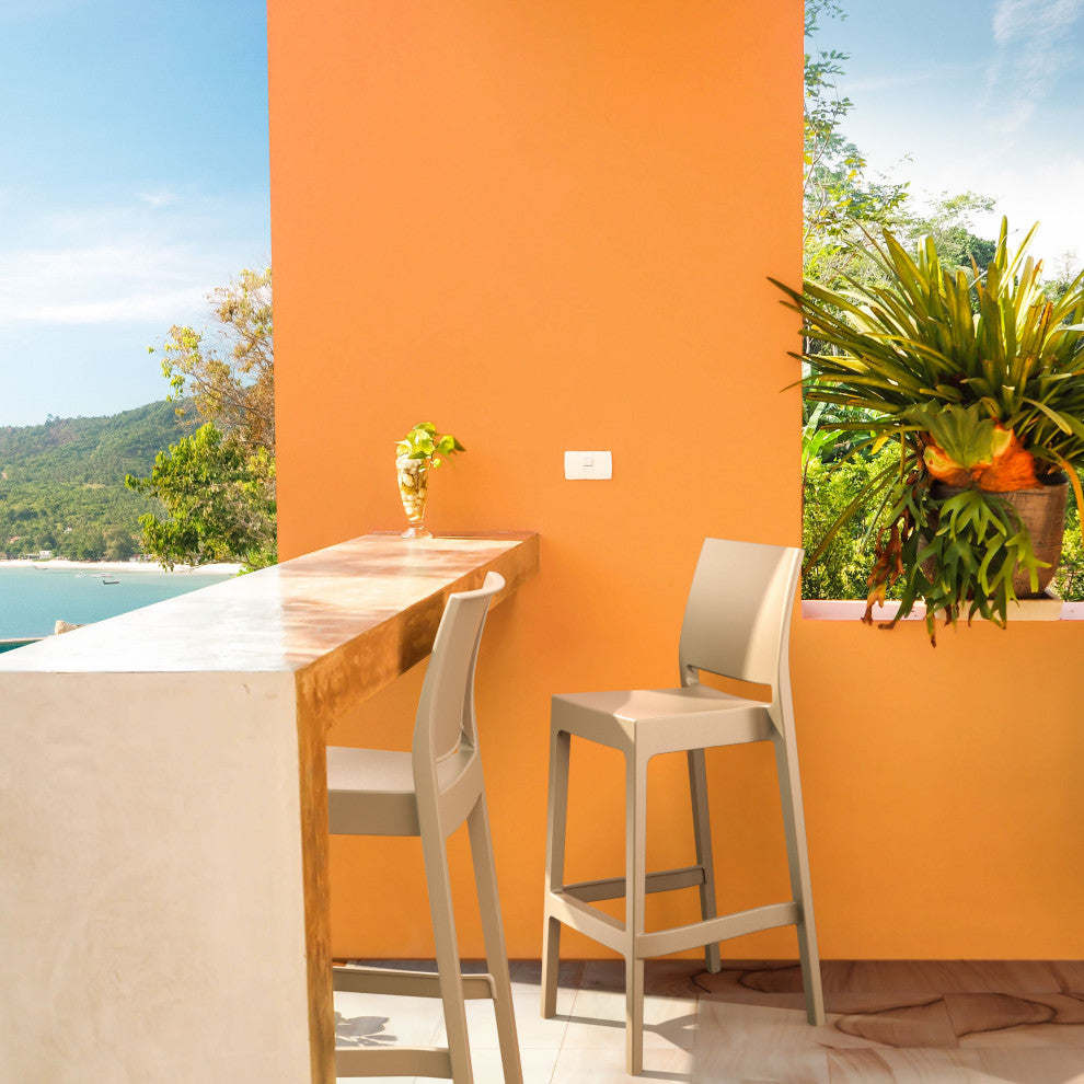 Maya Resin Barstool, Taupe, Set of 2