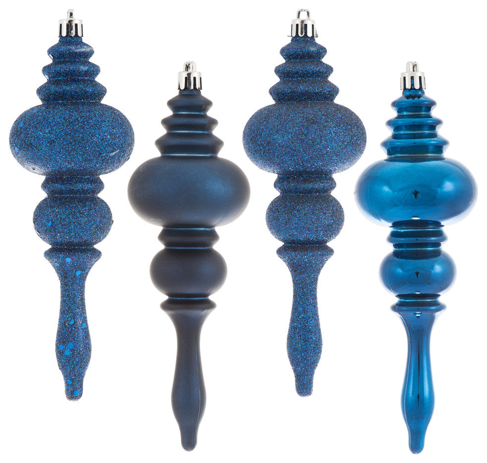 Vickerman 7" Finial 4 Finish Asst 8/Bx, Midnight Blue, 7"