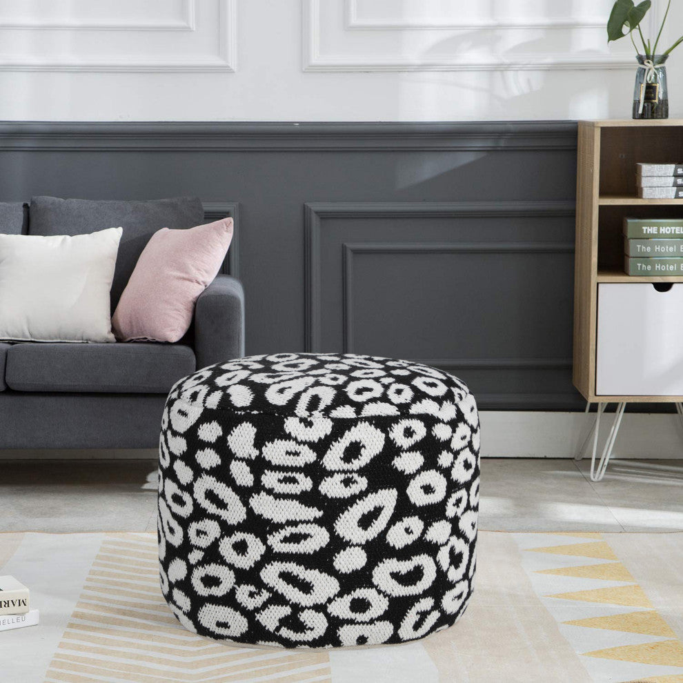 Modern Leopard Print Pouf Ottoman